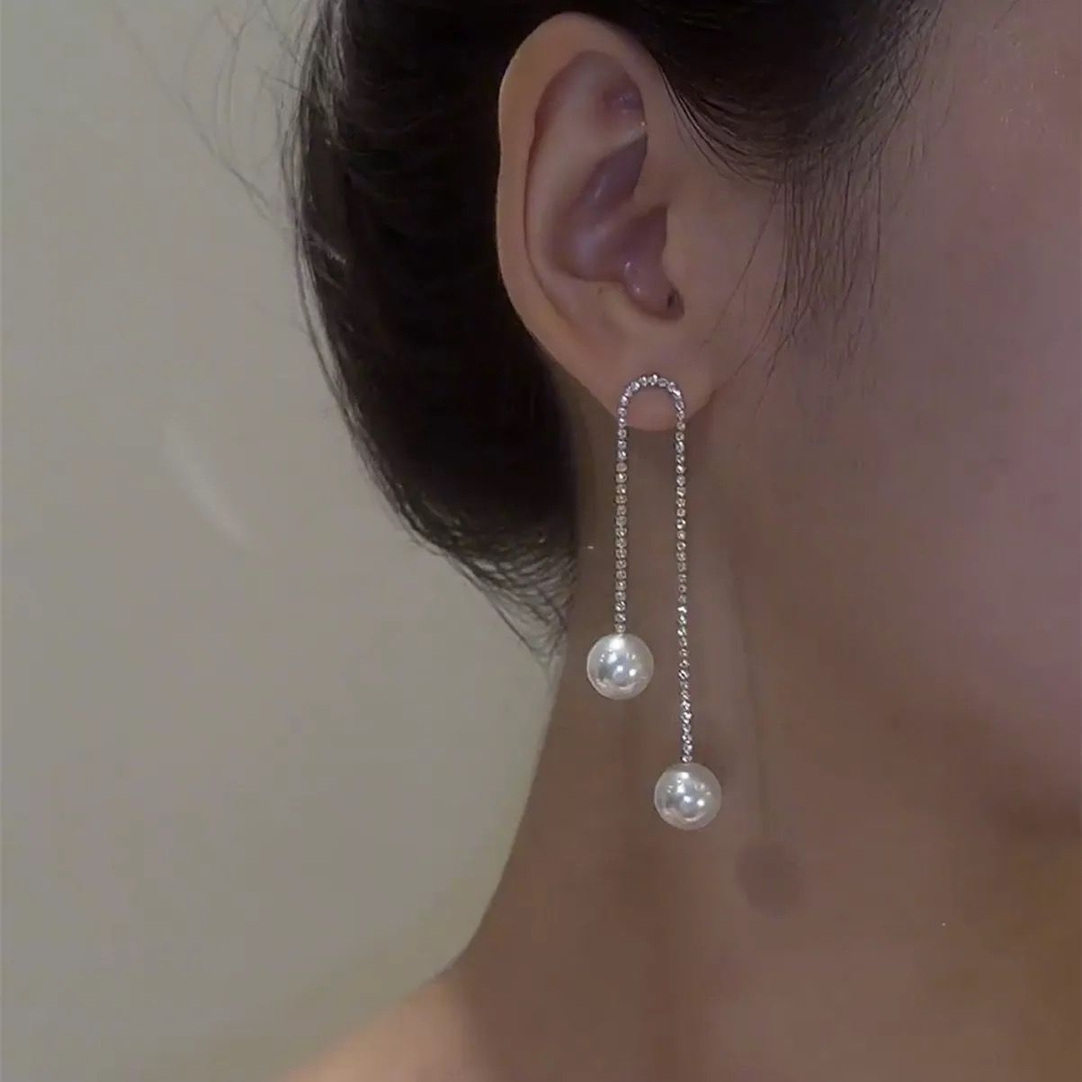 1pair Faux Pearl Decor Long Drop Earrings | SHEIN ASIA